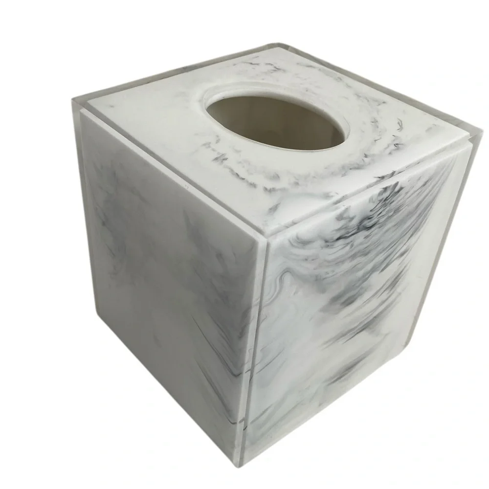 Kassatex Ducale Marble Resin Tissue Holder 5.33” x 5.33” x 5.71”